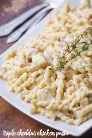 Triple Cheddar Chicken Pasta Recipe Video Lil Luna Recipe Cheesy Pasta Chicken Pasta Pasta Recipes
