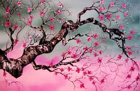 Splatter the light green first, then the dark pink and the light pink on top. Paintings Of Japanese Cherry Blossom Trees Novocom Top