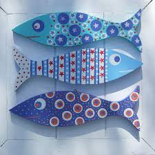 Wooden Painted Fish By Half An Acre Fish Painting Fish Crafts Fish Art