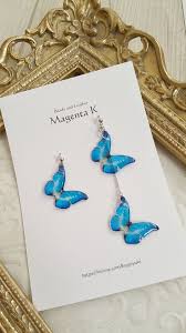 蝶シリーズは大変人気のため 再販を繰り返しています sold outになったあと 数日でまた追加します こちらはピアスセットです イヤリング御希望の場合は備考欄に記載くださいね 蝶の標本からデザインし ジェルコーティングして強度と立体感をだしています