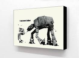 Graffiti art by banksy, i am your father, star wars spoof, in various sizes giclee printed on high quality matte canvas using archival inks. Banksy White I Am Your Father Horizontal Block Mounted Print Camden Town Poster Company