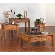 Every home needs a coffee table and there is no better place to shop than oak solution. Rustic Oak Slate Collection Rustic Oakslate Top Table Set 3143ro