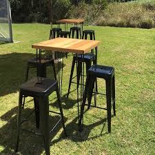 Find round bar tables in melbourne, sydney & across australia to match any outdoor living. Oak Hairpin Bar Table 70cm X 70cm Black Legs Memphis Hire