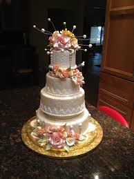 Sugar flowers for wedding cakes. Ivory Wedding Cake With Gumpaste Flowers Cakecentral Com