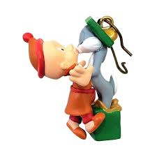 1999 Bugs Bunny and Elmer Fudd (Looney Tunes) Hallmark Keepsake Christmas  Tree Ornament 