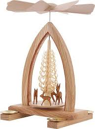 German Christmas Pyramid Wooden Candle Powered Carousel German Christmas Pyramid Wooden Candles Decor