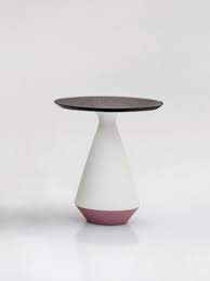 Amira Side Table Matt White And Purple Ceramic Base Heat Treated Dark Oak Wood Top Buy Online At Best Price