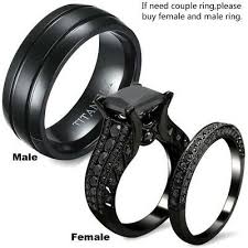 Couple Engagement Rings 18k Black Gp Titanium Steel Wedding Promise Rings Gifts Engagement Rings Couple Promise Ring Gift Aquamarine Engagement Ring Rose Gold