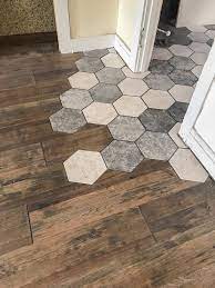 Flowing Tile To Hardwood Transition Diy Show Off Diy Decorating And Home Improvement Blog House Flooring Hexagon Tiles Flooring