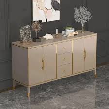 Browse a wide selection of sideboards, buffet tables and credenzas in a variety of styles, sizes and finishes to add storage and serving space to your home. 59 Contemporary Cabinet Champagne Sideboard Buffet With 4 Doors 3 Drawers In Gold