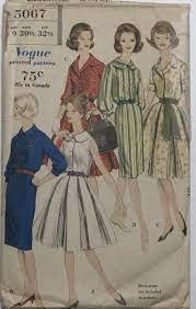 Vogue 5067 One Piece Slim Or Full Dress Vintage 1960 Double Etsy Vintage Dresses Full Dress Vogue