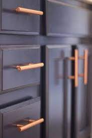 • ready to customize with a paint or stain of your choice • cabinets ship. Image Result For Dark Grey Kitchens And Copper Handles Copper Bathroom Navy Cabinets Copper Kitchen