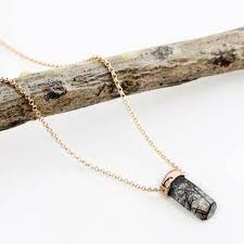 11 Carat Tourmalinated Quartz Necklace 14k Rose Gold Vermeil Handmade And One Of A Kind Tourmalinated Quartz Quartz Necklace Gold Vermeil