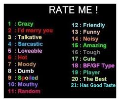 Rate Me School Quotes For Teens Snapchat Questions Instagram Rates