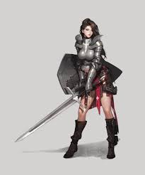 Broadsword Knightress Shield Female Knight Game Concept Art Fantasy Female Warrior