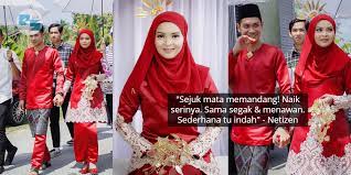 Kombinasi warna yang simple tetapi impaknya mampu. Majlis Bertandang Simple Viral Pengantin Berkurung Merah Buat Ramai Tertawan Erin Sakura