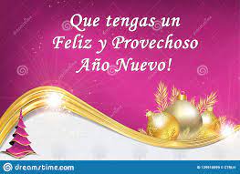 Wish You Happy New Year In Spanish Happy New Year White And Purple Greeting Card With Text In Spanish Stock Illustration Illustration Of Shiny Used 129910599