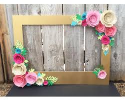 Homemade Diy Photo Booth Props Birthday Gold Floral Frame Photo Booth Prop With 3d Flowers Perfect Etsy Frame Props Photo Booth Frame Paper Flowers