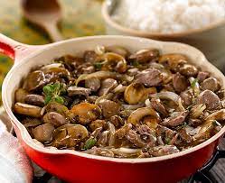 Chicken Hearts With Onions And Mushrooms Sanderson Farms Recipe Chicken Heart And Gizzard Recipe Chicken Liver Recipes Stuffed Mushrooms