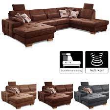 Cavadore Wohnlandschaft Puccino Mit Federkern Sitztiefenverstellung Und 2 Kopfst Tzen Sofa In U Form Im Landhausstil 340 X 8 Sofa U Form Wohnen Landhausstil