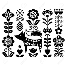 Each month we feature a new pattern from our pattern and source print database and archive them on these pages by category. Scandinavian Cute Monochrome Folk Art Vector Design With Flowers Royalty Free Cliparts Vectors And Stock Illustration Image 152036259