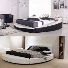 Black leather round bed with a rectangular mattress and headboard. Foshan Elegant Ronmantic Wedding Circle Bed Furniture European King Size Round Leather Bed On Sale Buy Round Leather Bed Round Leather Bed Round Leather Bed Product On Alibaba Com