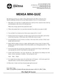 Perhaps it was the unique r. Mensa Miniquiz Pdf