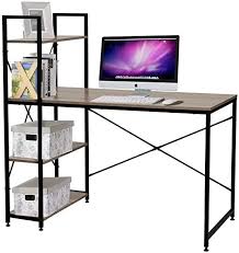 Shop For Bestier Computer Desk Shelves Writing Desk Study Table Office Desk Shelves Workstation Home Office Desk Bookshelf Study Room Bedroom Living Room In 2020 Bookshelf Desk Desk Shelves Computer Desk With