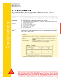 Construction Sika Anchorfix 500 Manualzz Com