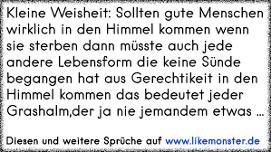 Kleine Weisheit Sollten Gute Menschen Wirklich In Den Himmel Kommen Wenn Sie Sterben Dann Musste Auch Jede Andere Lebe Tolle Spruche Und Zitate Auf Www Likemonster De