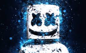 تحميل خلفيات Dj Marshmello 4k النيون الأزرق Dj كريستوفر