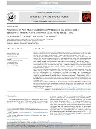 Pdf Assessment Of Anti Mullerian Hormone Amh Levels In A