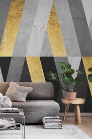Gray And Gold Composition I Wallpaper In 2020 Black Gold Decor Wall Paint Designs Gold Accent Wall