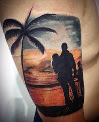 The palm tree beach tattoos look awesome after getting circled by the oceanic waves all around, and that itself increases the appeal. Elegant Beach Tattoo Design Parryz Com