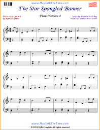 The Star Spangled Banner Intermediate Sheet Music For Piano Free Printable Pdf Pianomusic Pianosheetmusic P Star Spangled Banner Sheet Music Banners Music
