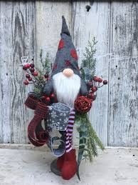 Christmas Gnome Decor Gnome Arrangement Christmas Gnome Etsy Diy Spring Crafts Christmas Gnome Spring Crafts