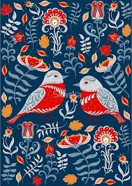 Birds And Flowers Floral Ornament Folk Art Canvas Print By Skaska Folk Art Flowers Modern Folk Art Scandinavian Folk Art