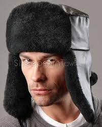 Russian Ushanka Hat Sheepskin Leather Black Ushanka Hat Cossack Hat Ushanka