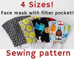 Face Mask Sewing Pattern Pdf Mask With Filter Pocket For Kids Etsy In 2020 Mask For Kids Easy Face Masks Sewing Patterns
