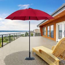 Outdoor Patio Umbrella Metal Steel Frame Red Color Parasol Garden Lawn Furniture Outdoor Patio Umbrellas Patio Umbrella Patio