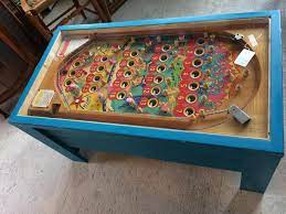 The colorful coffee table is made of brushed steel with a glass top. Pinball Coffee Table 15 Bill S Treasures Sue S Junk Facebook
