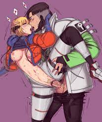 1boy apex legends black hair blonde hair blonde pubic hair blush  breasts clothed sex crypto (apex legends) female french kiss french kissing  kissing kyosuke rider looking at partner sex