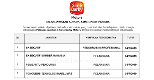 Orang menganggap bekerja di syarikat otomotiv boleh membuat kita sejahtera dan pekerjaan yang layak untuk. Sime Darby Jawatan Kosong