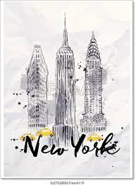 Freeart Fa27534894 New York Illustration New York Poster New York Buildings