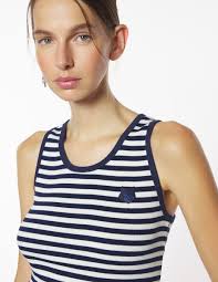 Maison Kitsuné BOLD FOX HEAD PATCH MULTI STRIPES RIBBED TANK TOP