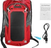 Zaino solare, zaino da viaggio solare unisex multifunzione esterno con  pannello solare da 6,5 ​​W e borsa a tracolla da 2 litri per escursioni in  ...