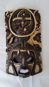 Maya Mayan Aztec Hand Carved Wood Mask Hand Carved Wood Hand Carved Carving