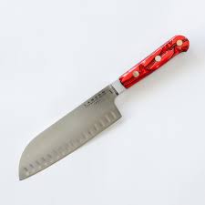 Take it out and put the top edge of the handle on the edge of the anvil and hit it with the hammer half on and half off the anvil. 7 Premier Forged Kullenschliff Granton Edge Santoku Knife Lamson
