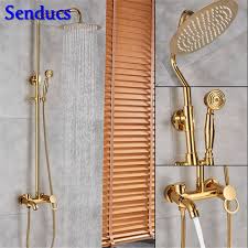 Baik bentuk maupun macam furniturnya dipilih sesuai konsep tersebut, yaitu bersih, rapi, mungil, dan presisi. Senducs Emas Shower Set Stainless Steel Round Top Shower Berkualitas Kran Shower Kamar Mandi Jual Hot Golden Shower Sistem Sistem Mandi Aliexpress