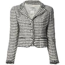 Black And White Houndstooth Blazer Chanel Vintage Houndstooth Boucle Jacket Vintage Chanel Boucle Jacket Black And White Jacket